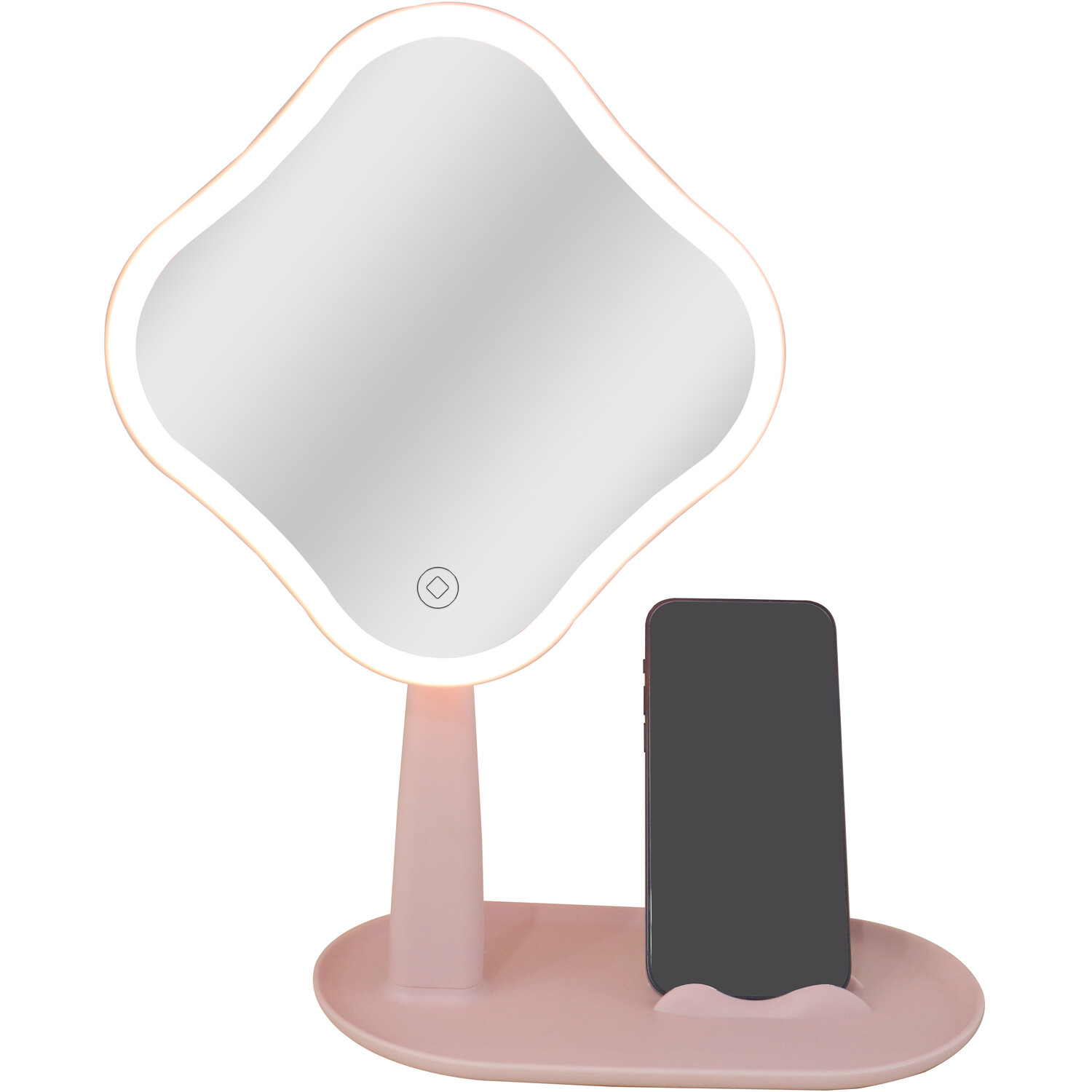 Pink LED Mirror With Phone Holder - Pink Image 1