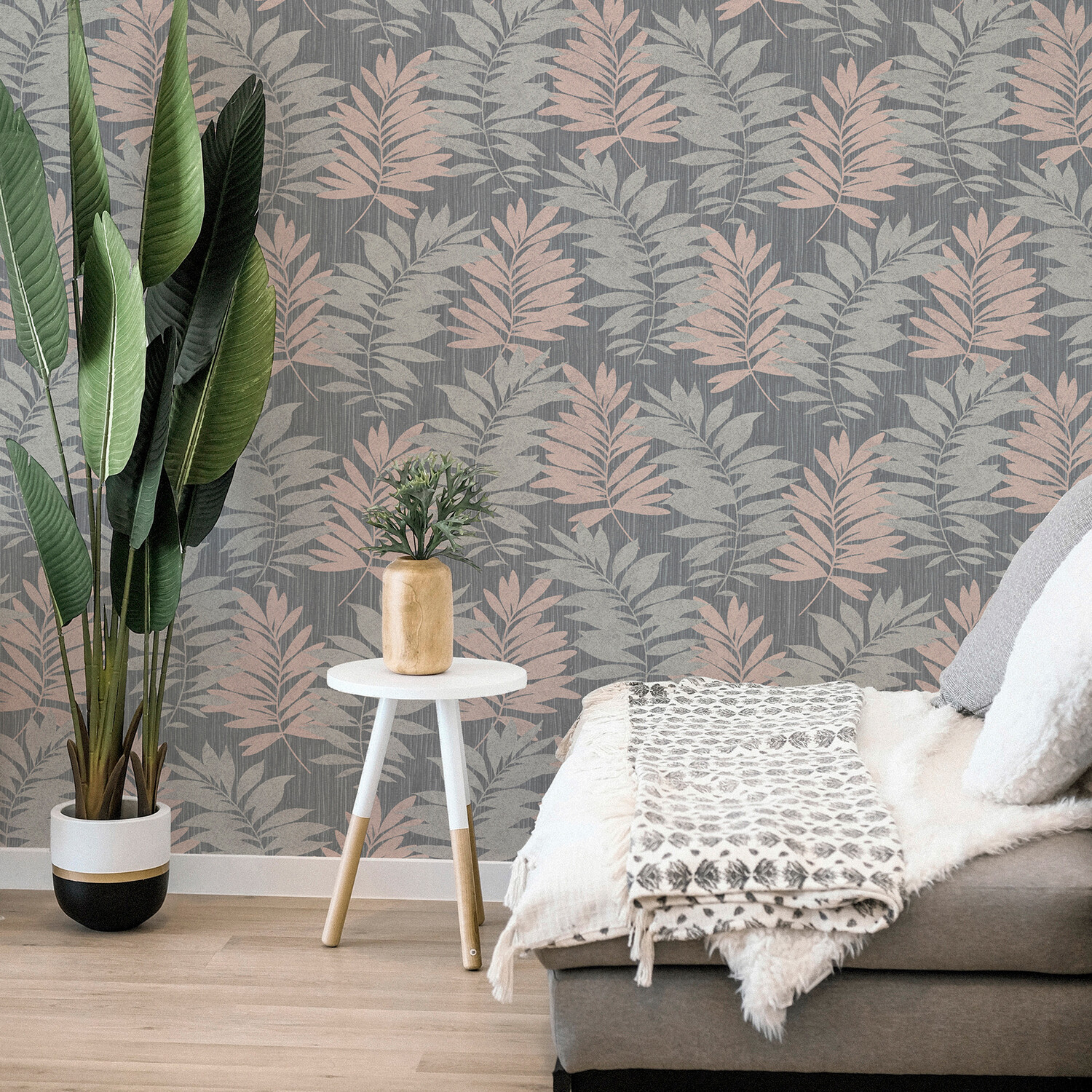 Stardust Raffia Wallpaper - Pink Grey Image 4