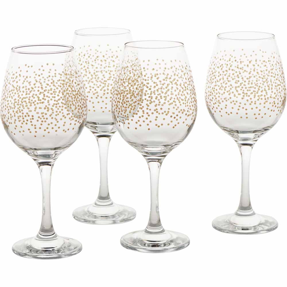 Wilko Wine Glasses Sparkle Gold 4pcs Image 1
