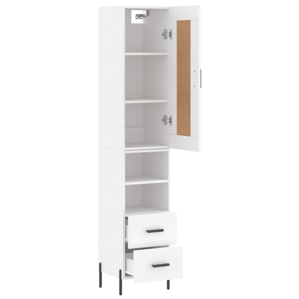 vidaXL Single Door 2 Drawer 2 Shelf White Highboard Image 4