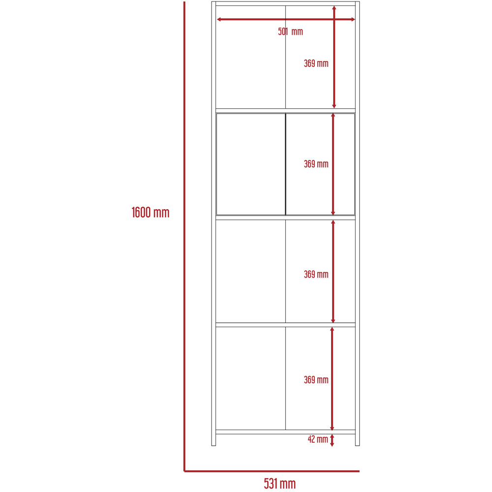 Dallas 2 Door 4 Shelf White and Carbon Grey Bookcase Image 4