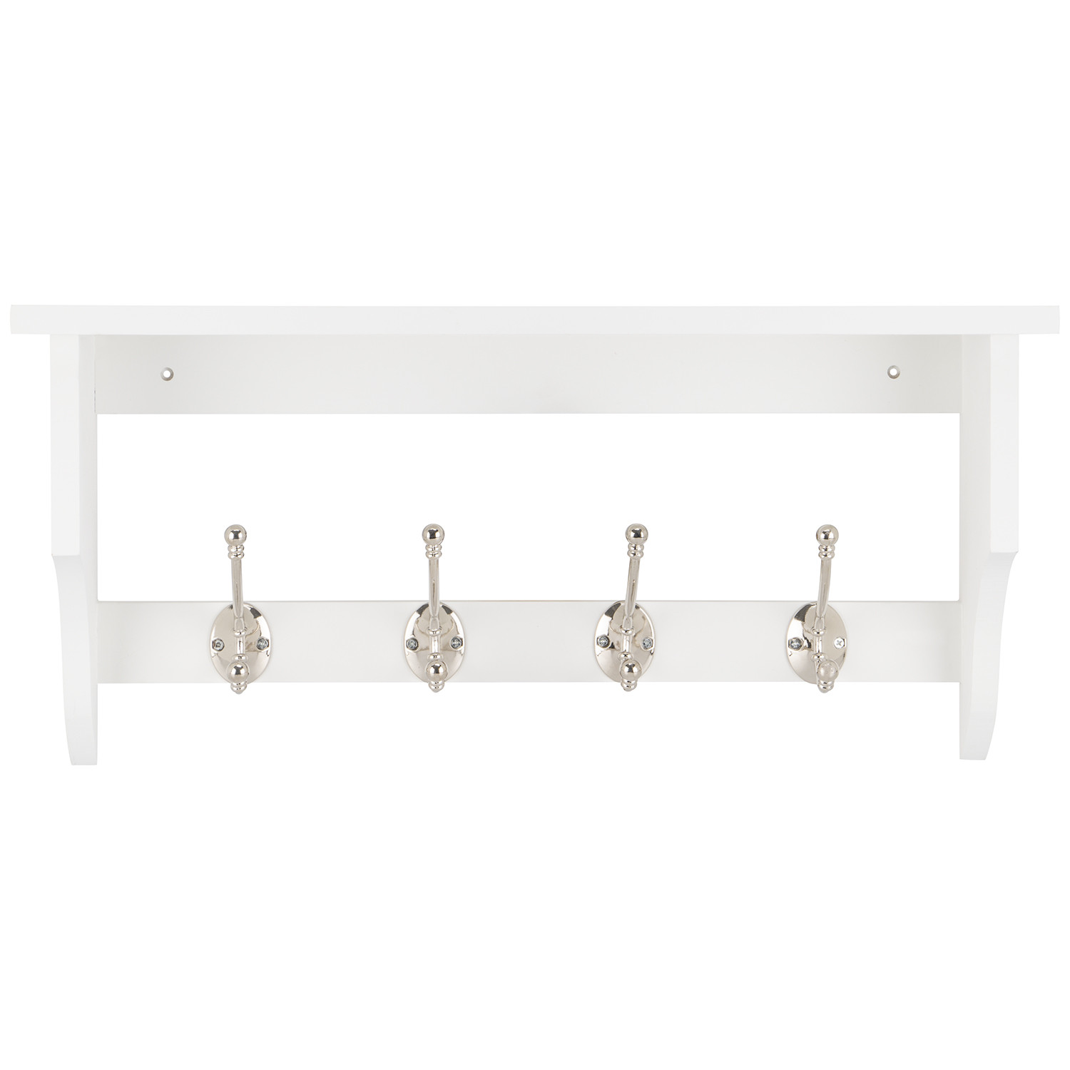 My Home White 4 Hook Wooden Coat Rail Image 2