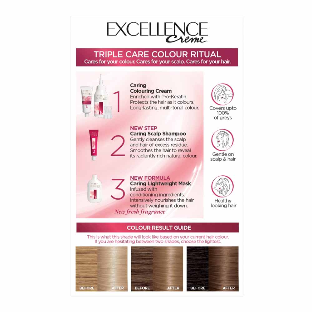 L'Oreal Paris Excellence Creme 9.1 Natural Light Ash Blonde Permanent Hair Dye Image 2