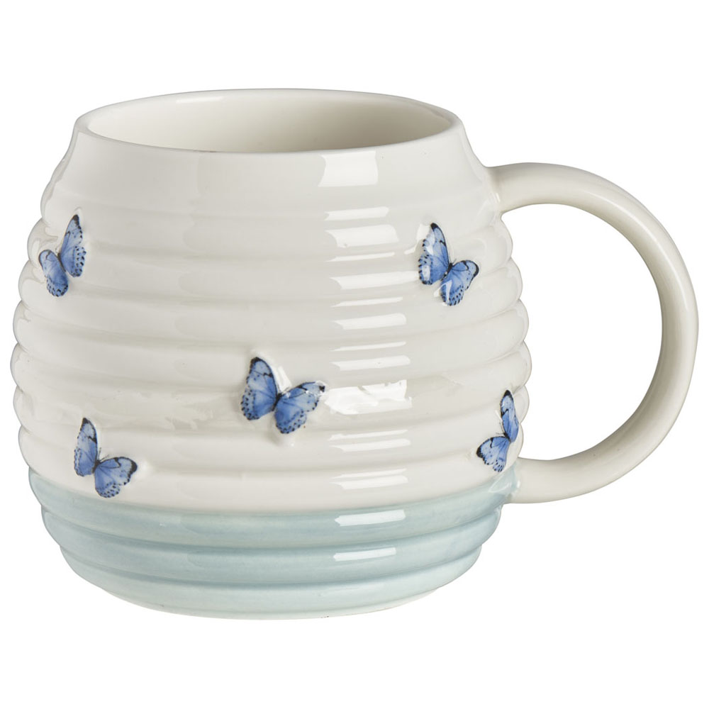 Wilko Blue and White Butterflies Mug Image 1