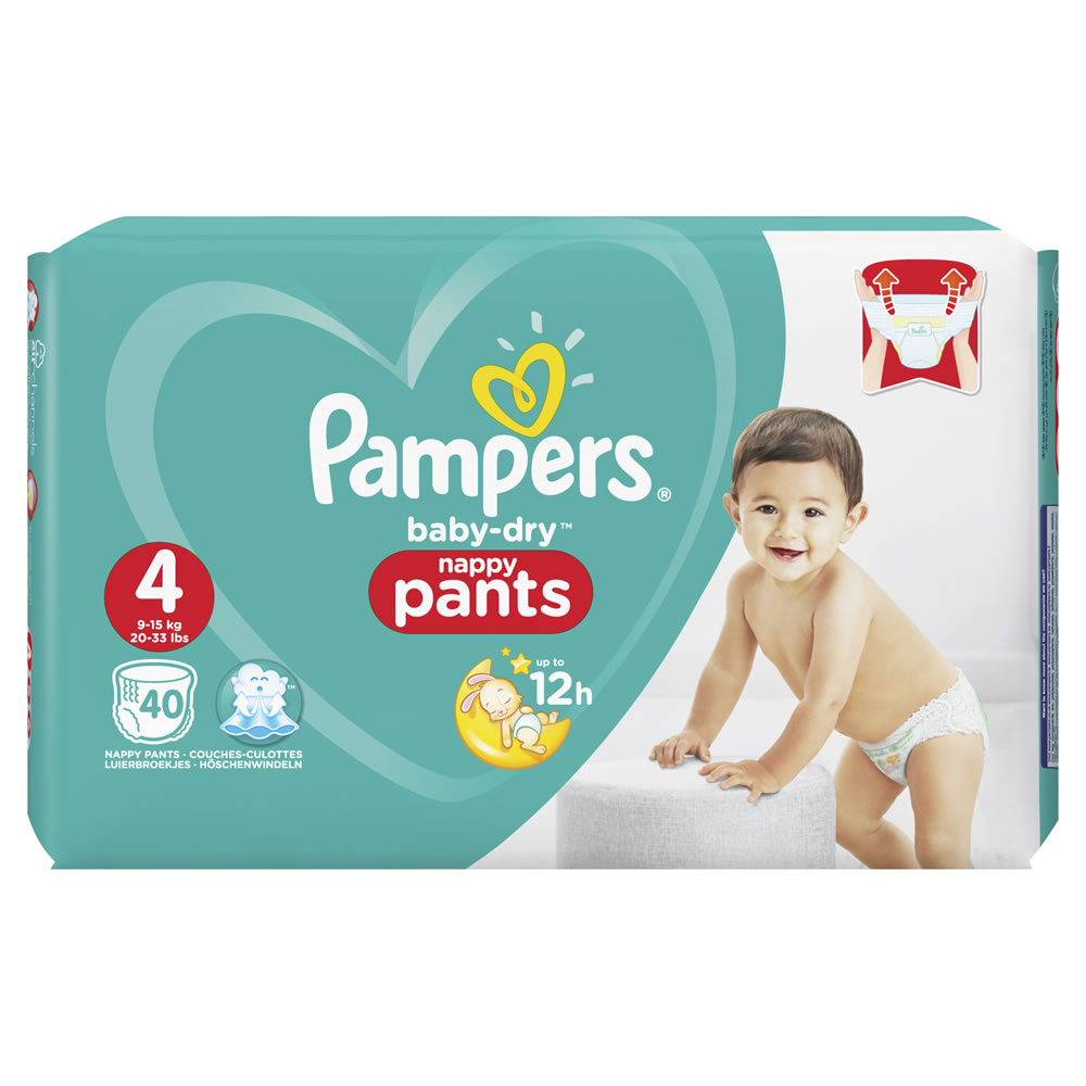 Pampers Baby Dry Nappy Pants Size 4 (9-15kg), 40 pack Image 1