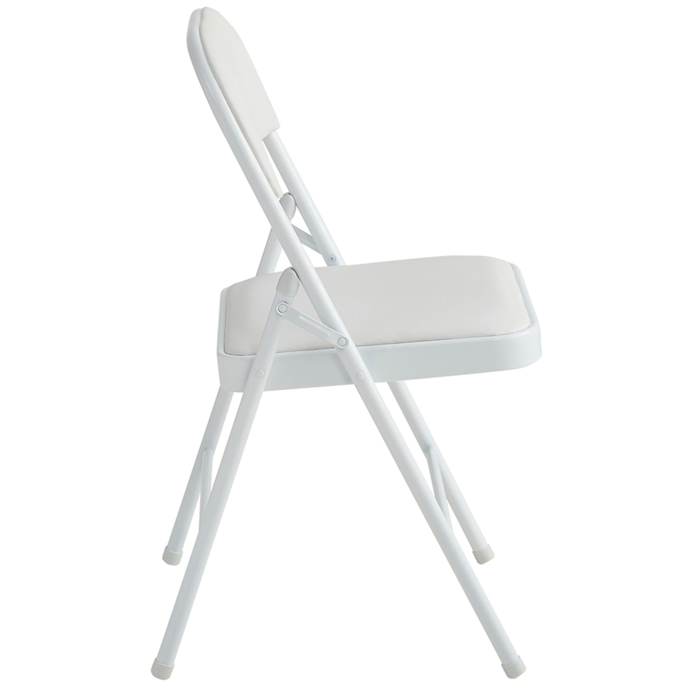 Set of 2 White Padded Folding Metal Dining Chairs Image 4