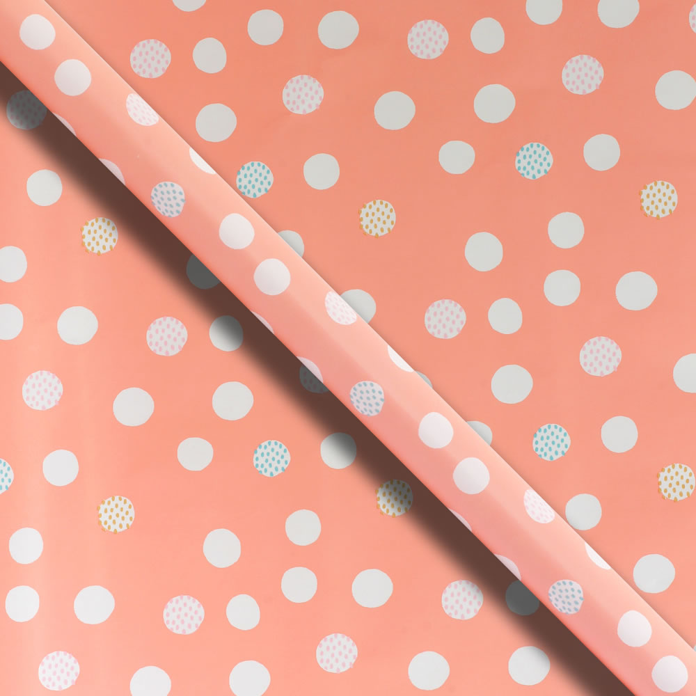 Wilko Coral Spot Wrapping Paper Roll 2m Image 2