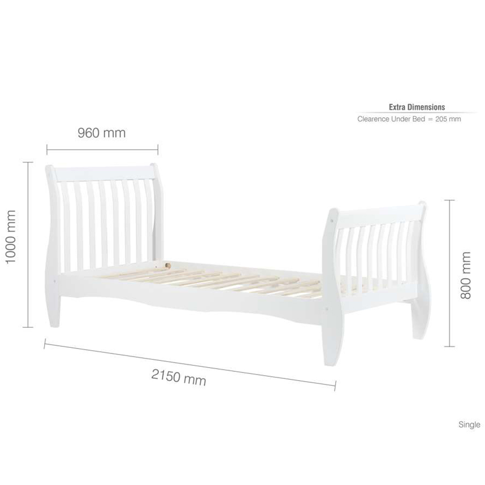 Belford Single White Wooden Bed Image 9
