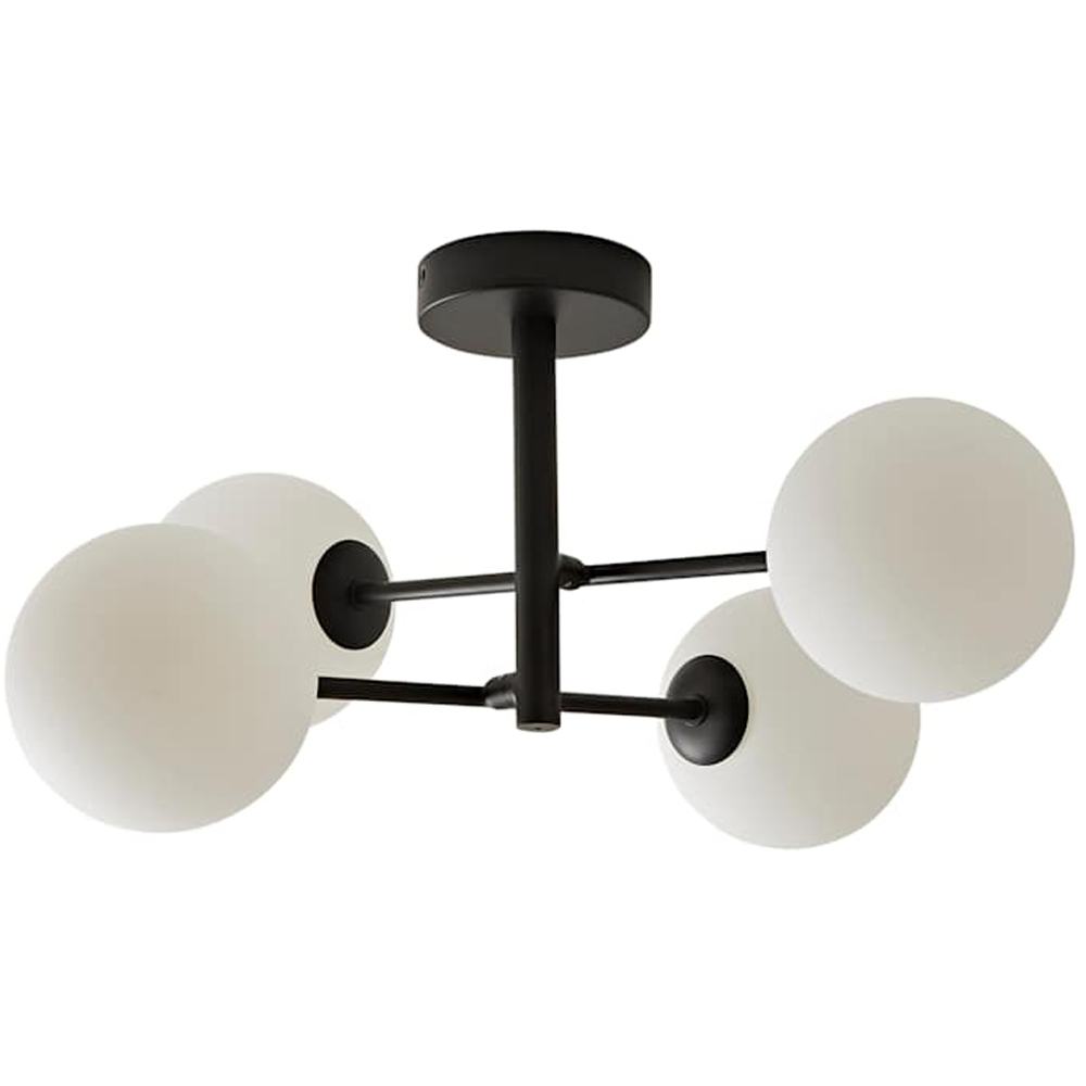 ValueLights Darla 4 Way Black Frosted Globe Ceiling Light and Bulbs Image 1