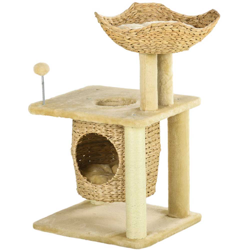 PawHut Cat Tree with Scratching Posts, Cat House, Bed, Washable Cushions Image 1
