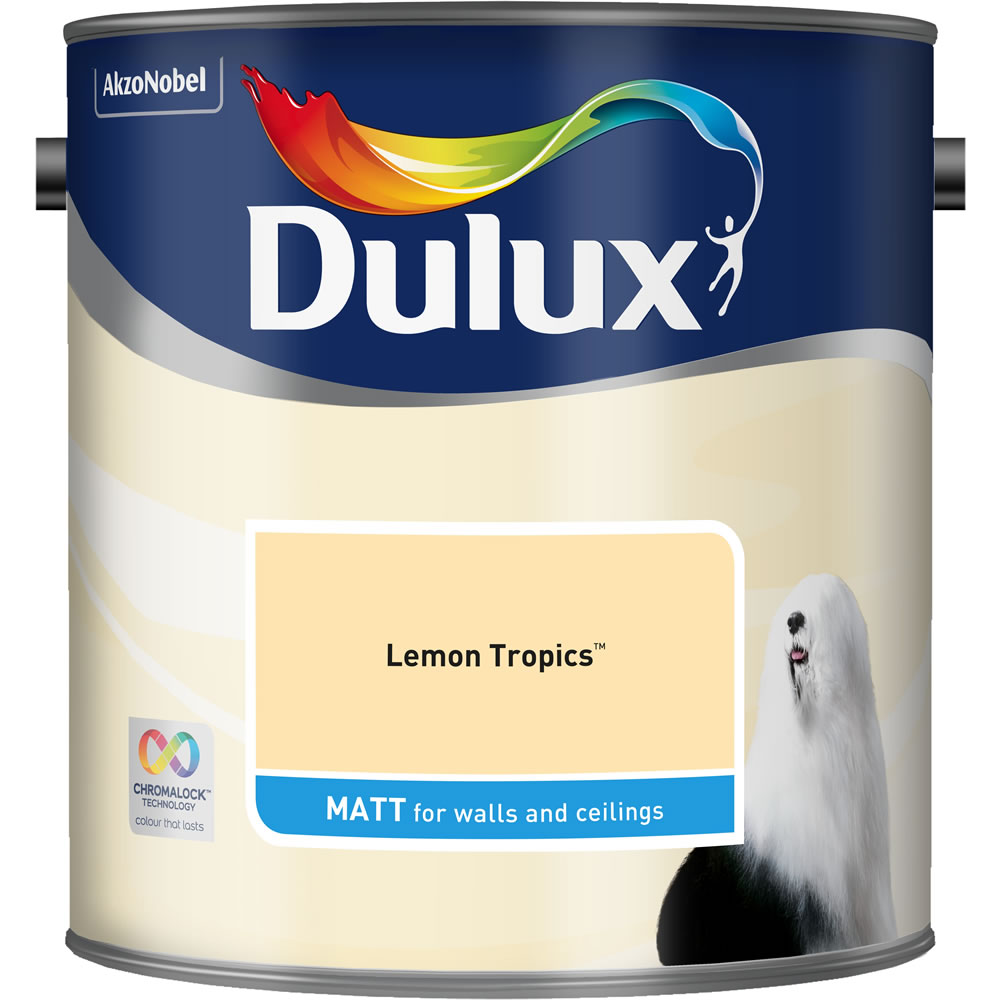 Dulux Lemon Tropics Matt Emulsion Paint 2.5L Image 1