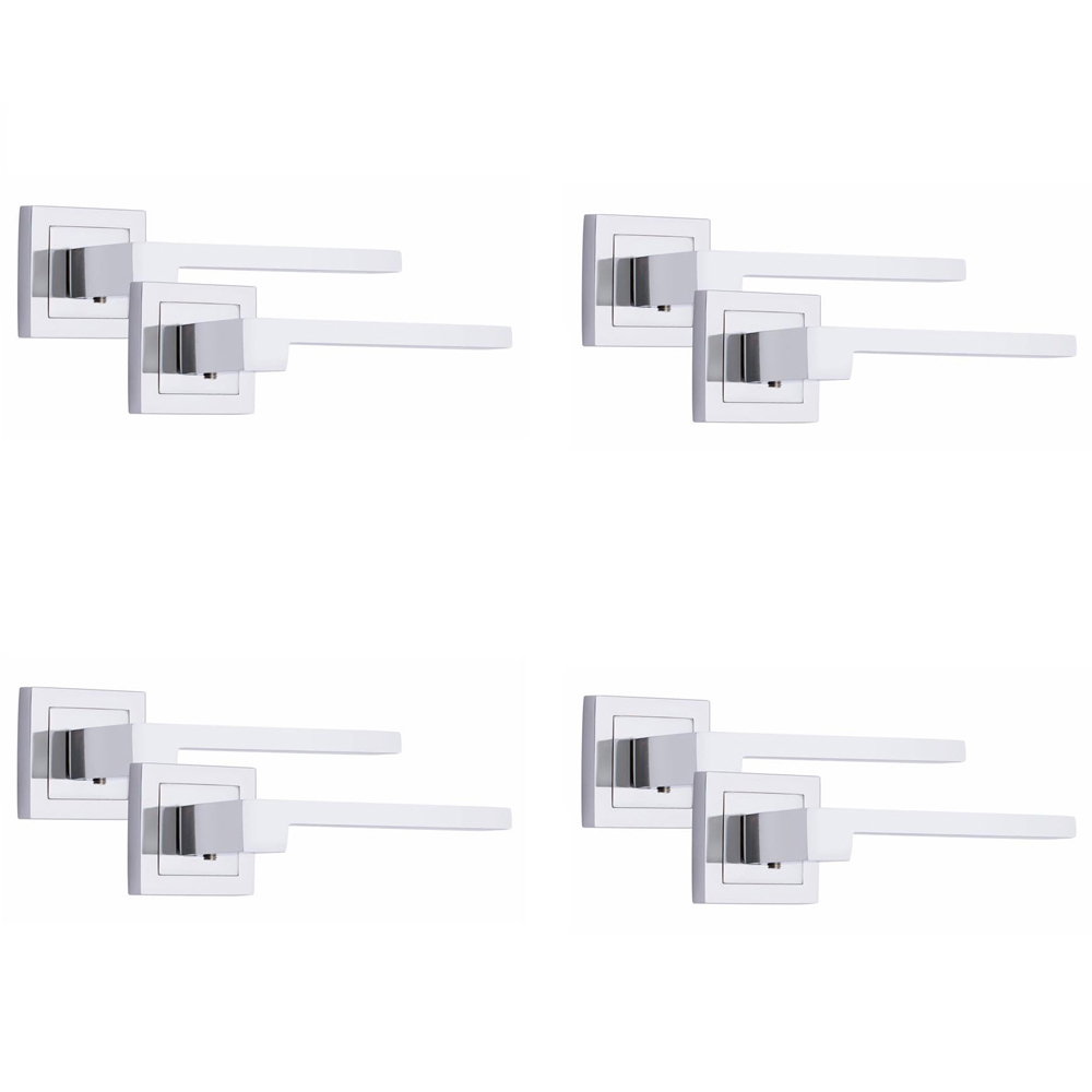 Golden Grace Polished Chrome Zeta Door Handle Set 4 Pack Image 1