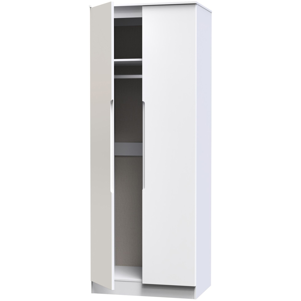 Crowndale Milan Ready Assembled 2 Door Gloss White Tall Double Wardrobe Image 6