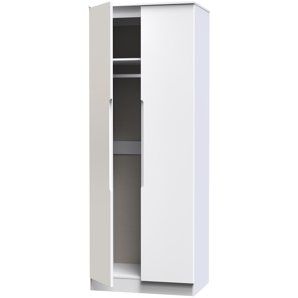 Crowndale Milan 2 Door Gloss White Tall Double Wardrobe Image 6