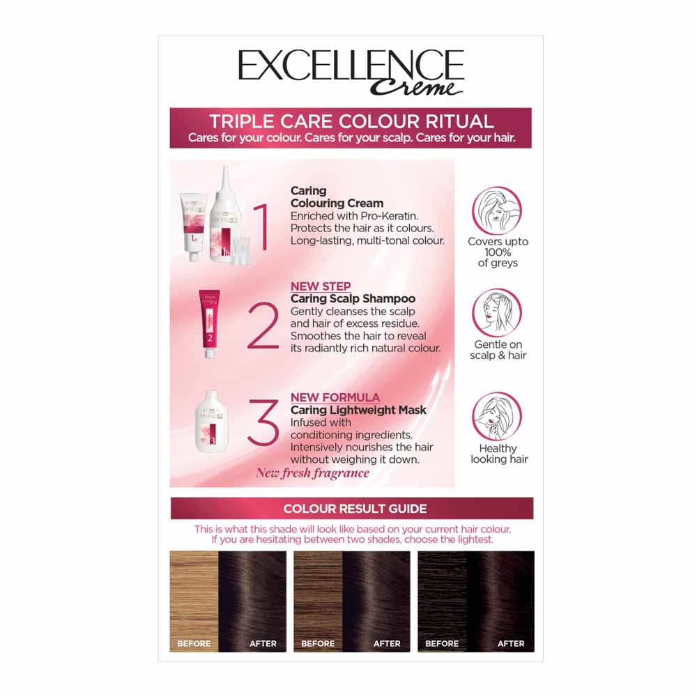 L'Oreal Paris Excellence Creme 3 Natural Darkest Brown Permanent Hair Dye Image 2