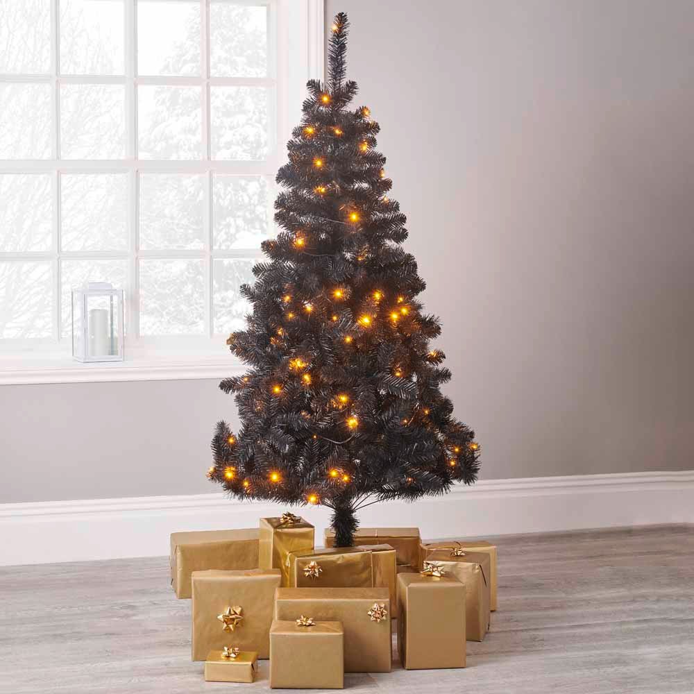 Wilko 6ft Black Pre-Lit Christmas Tree Image 6
