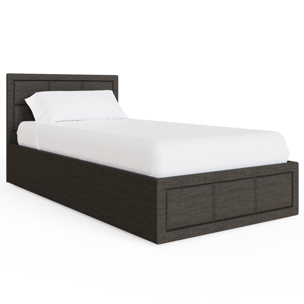 GFW Jamie Single Grey Hopsack Fabric End-Lift Ottoman Bed with Headboard Image 3