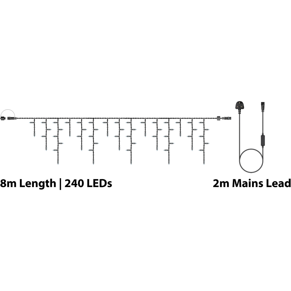 Eagle Connect Warm White LED Black Icicle Light 8m Image 7