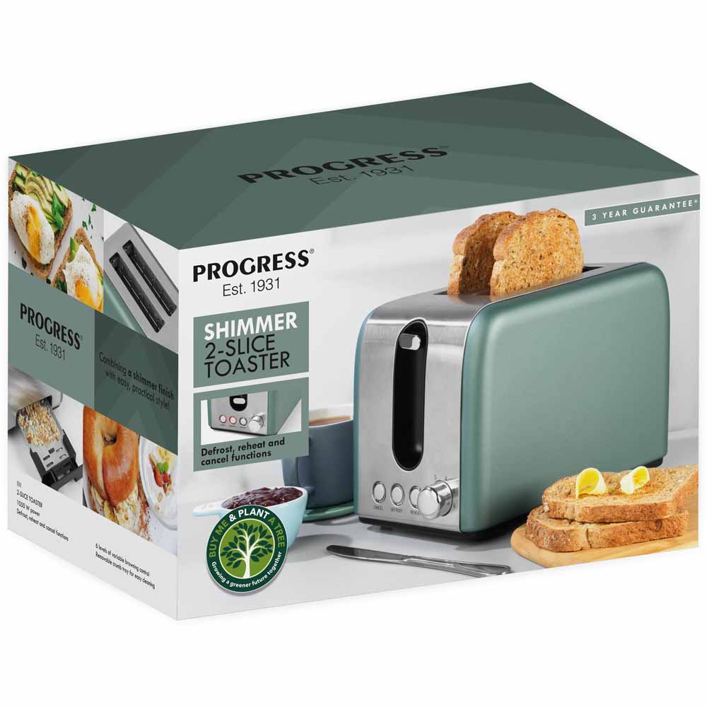 Progress Shimmer Green 2 Slice Toaster Image 3