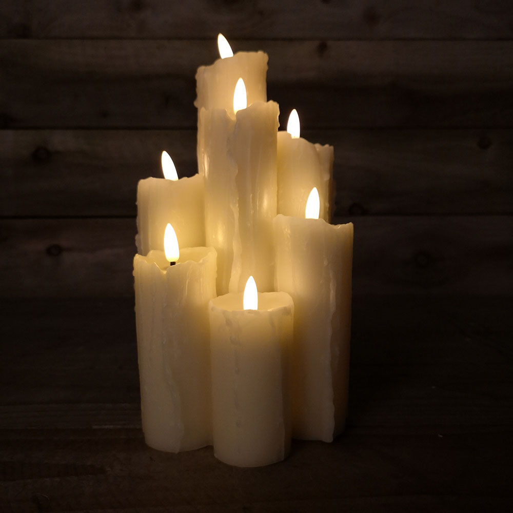 Samuel Alexander 7 Flame Melted Edge Christmas Wax Candle Image 2