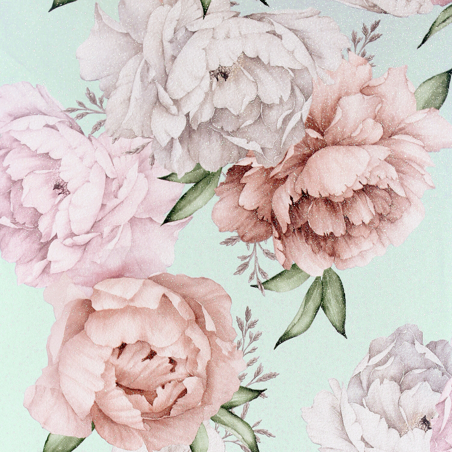 Mixed Peonies Wallpaper - Mint Image