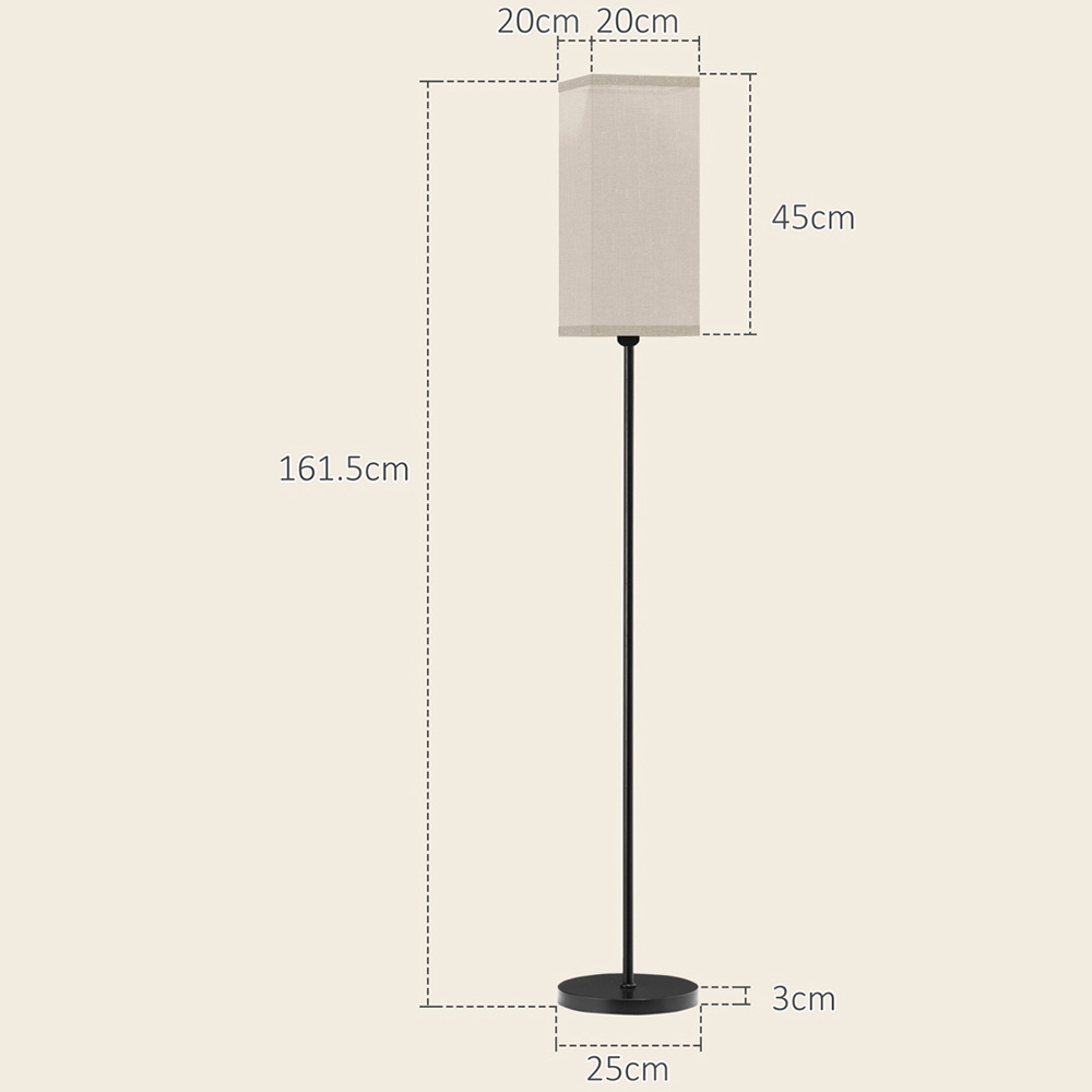 Portland Black Linen Shade Standing Floor Lamp 161.5cm Image 9
