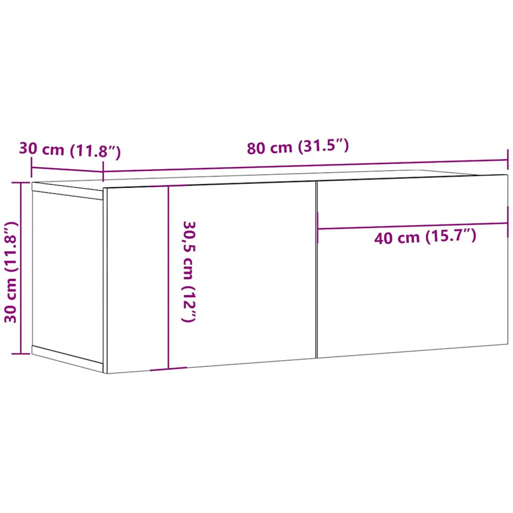 vidaXL 2 Flap Door Smoked Oak TV Cabinet Set of 2 Image 9