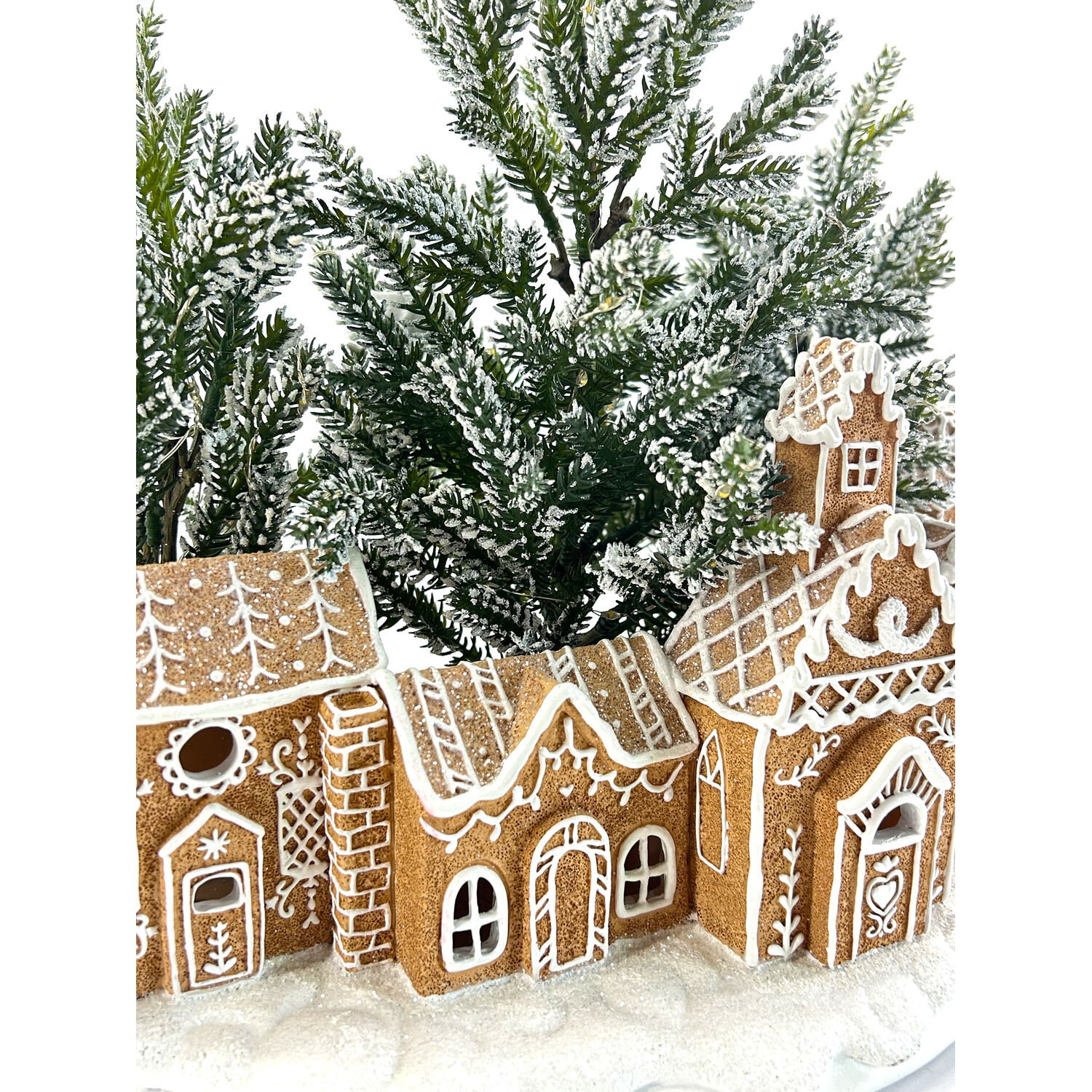 Gingerbread House Scene Brown and Green Image 4