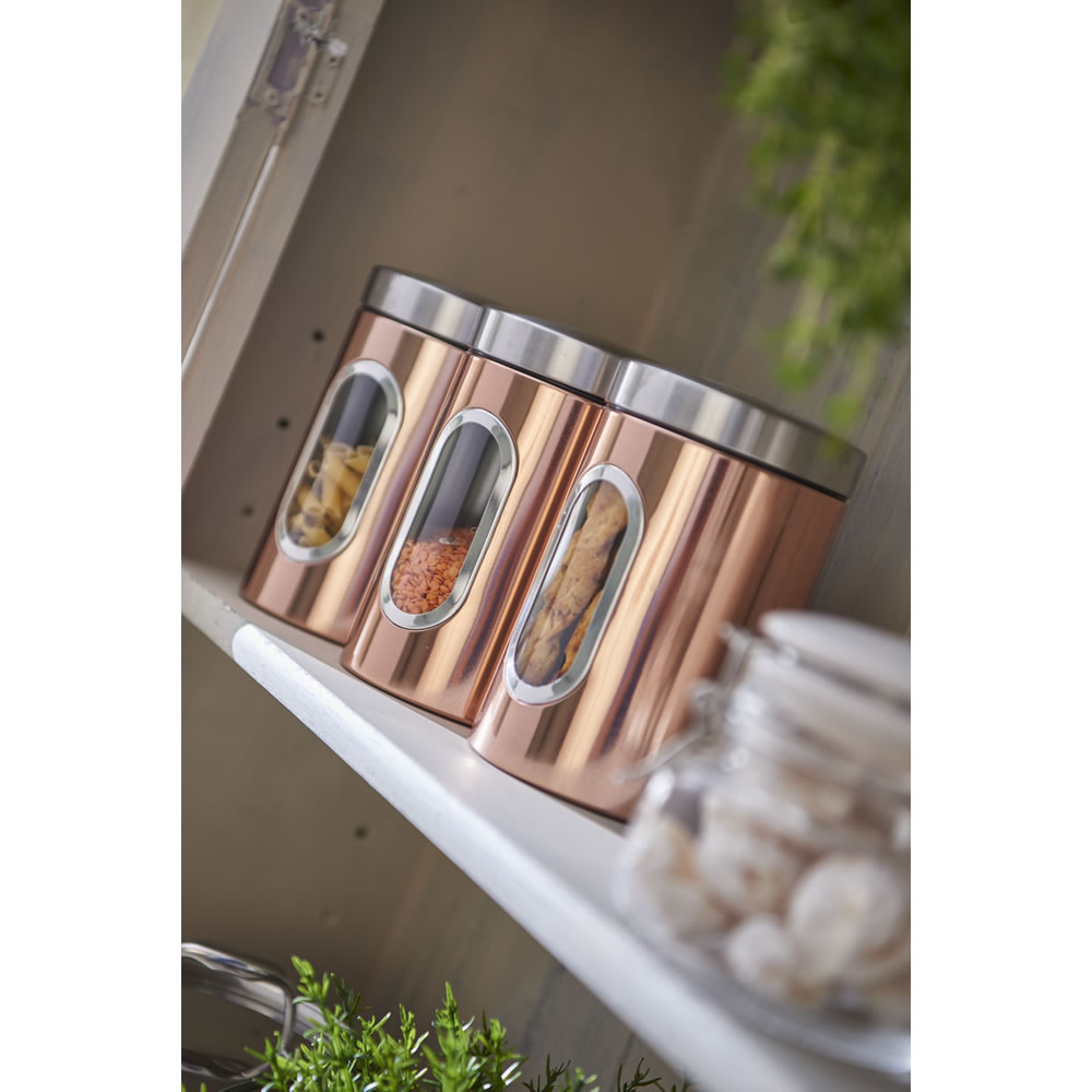 Wilko Copper Effect Tea and Coffee Canisters Image 2