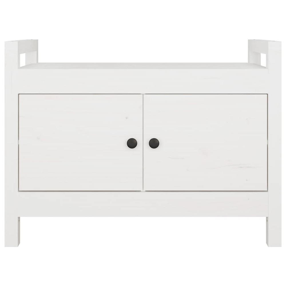 vidaXL 2 Door White Solid Wood Pine Hall Bench Image 3