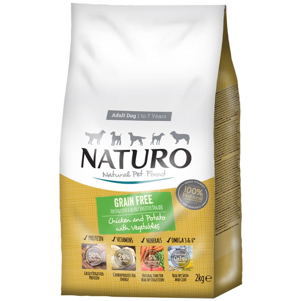 Naturo Dry Grain Free Chicken and Potato Adult Dog Food Case of 4 x 2kg