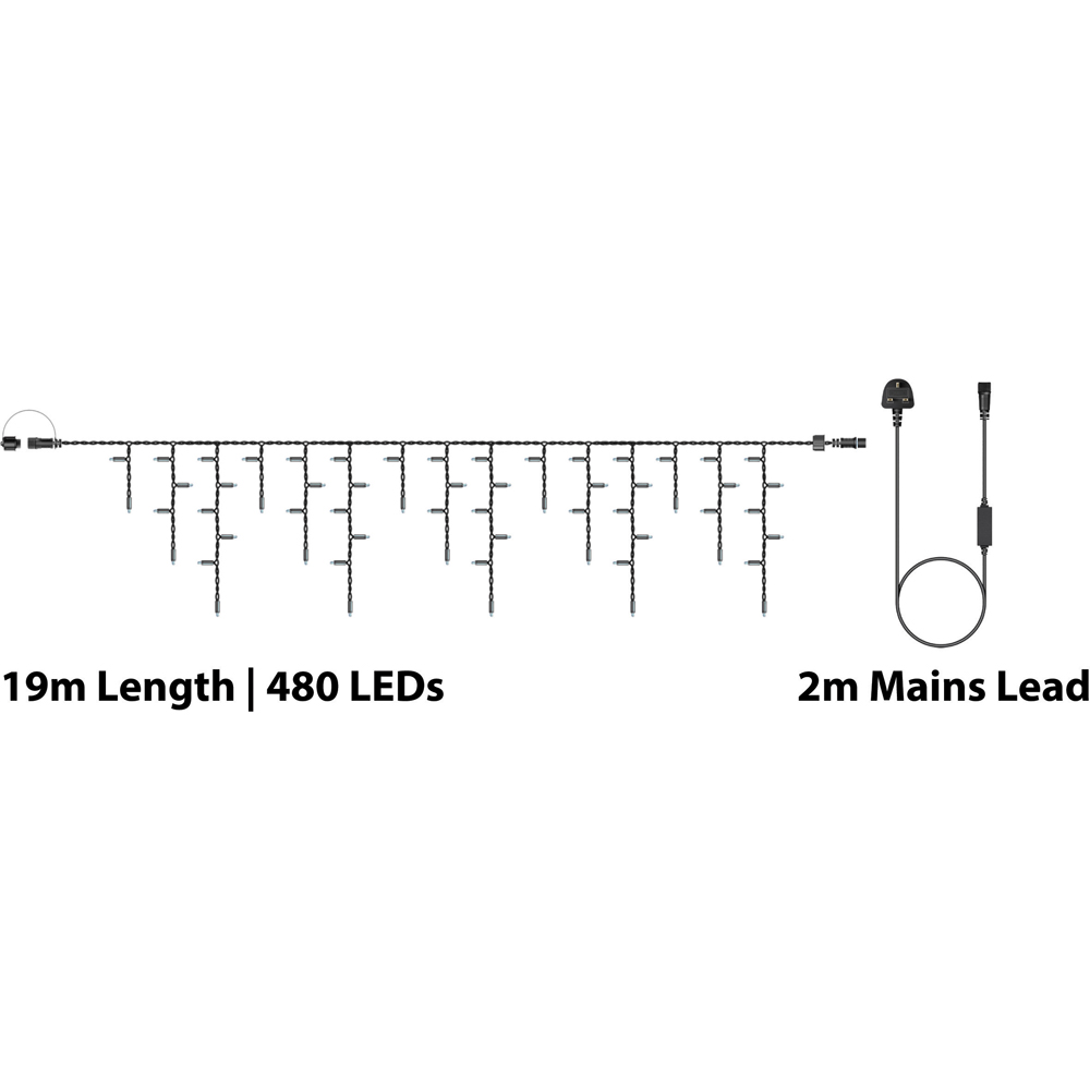 Eagle Connect Warm White LED Black Icicle Light 19m Image 7