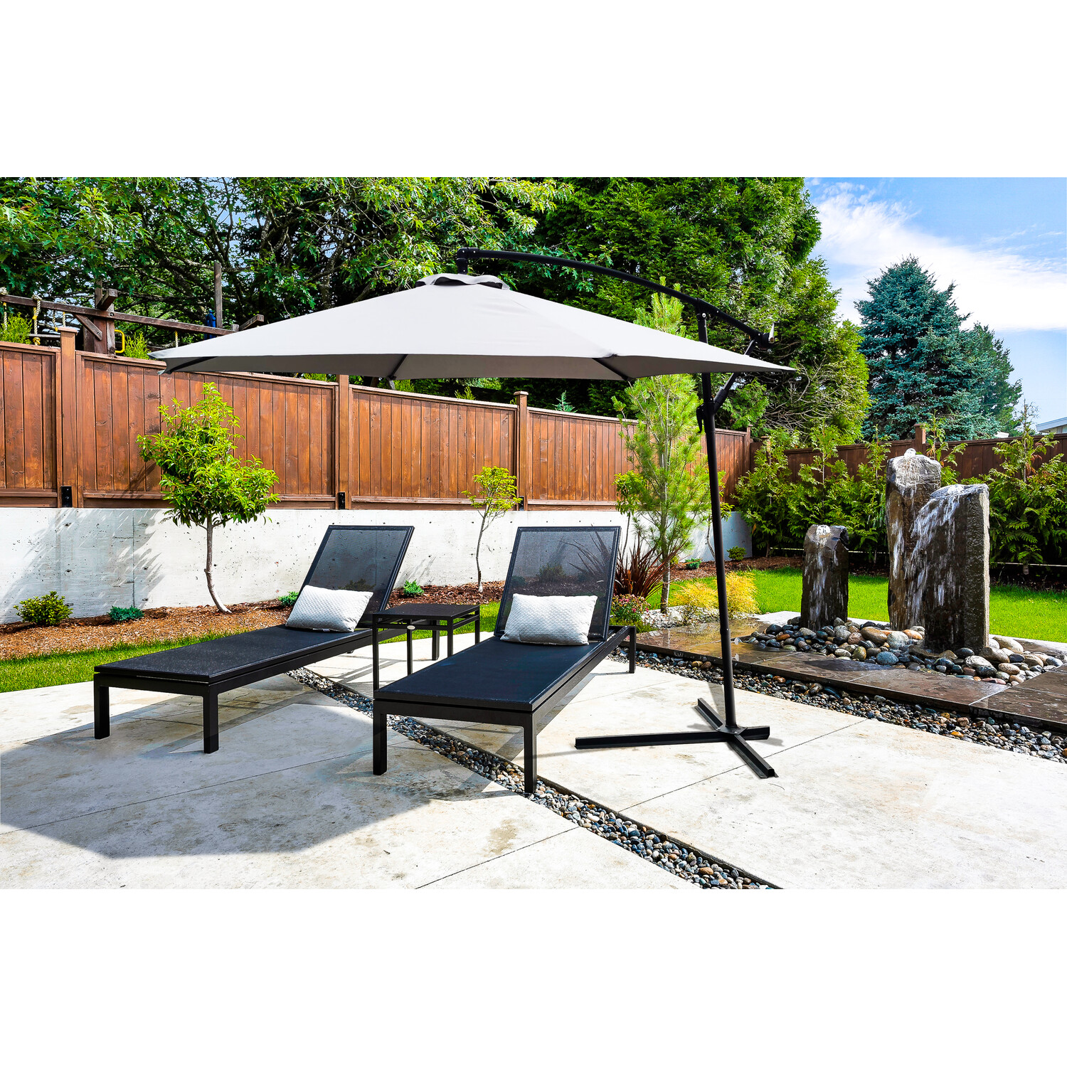 Outdoor Essentials Grey Cantilever Garden Parasol 3m Image 2
