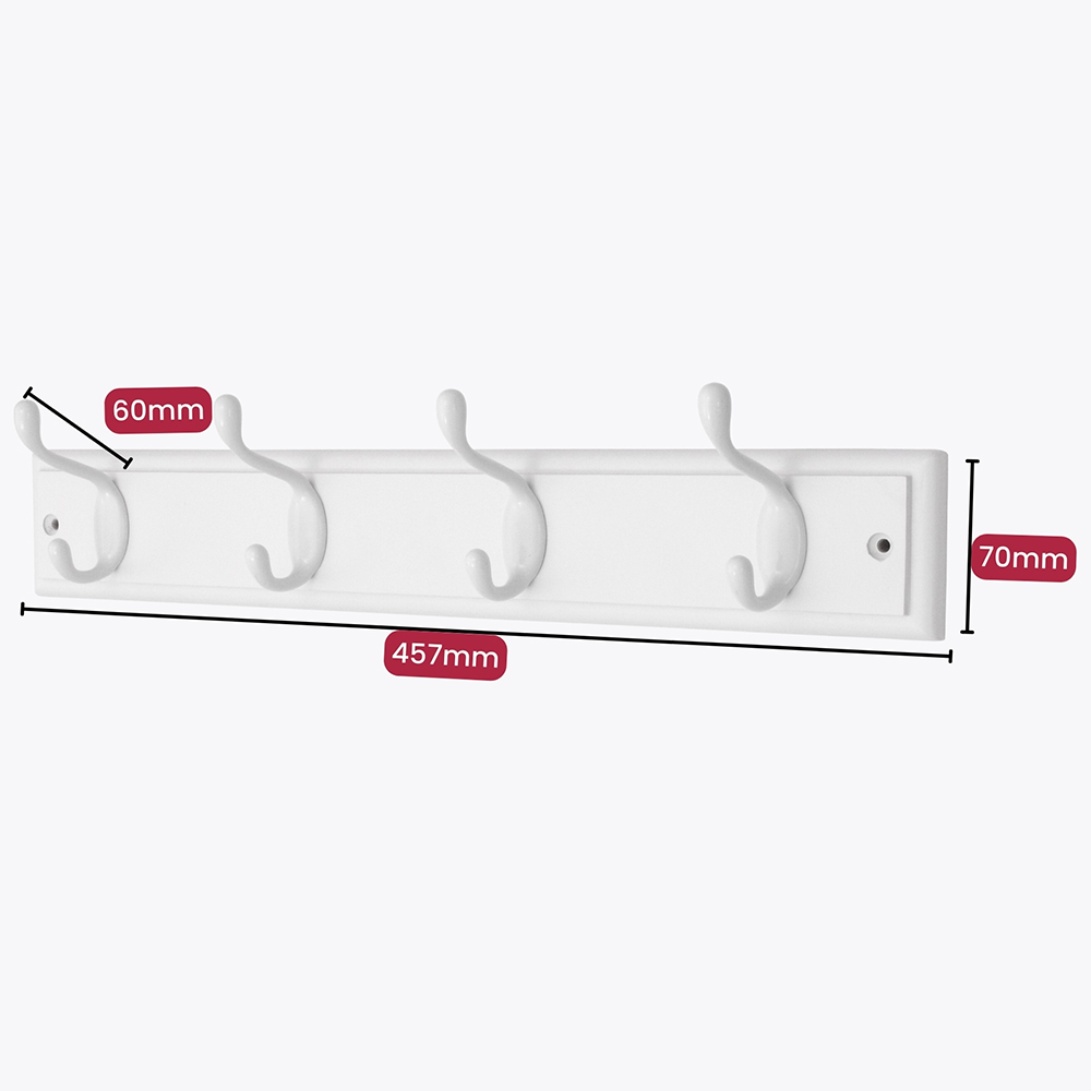 Headbourne White 4 Hook Coat Rail Image 4