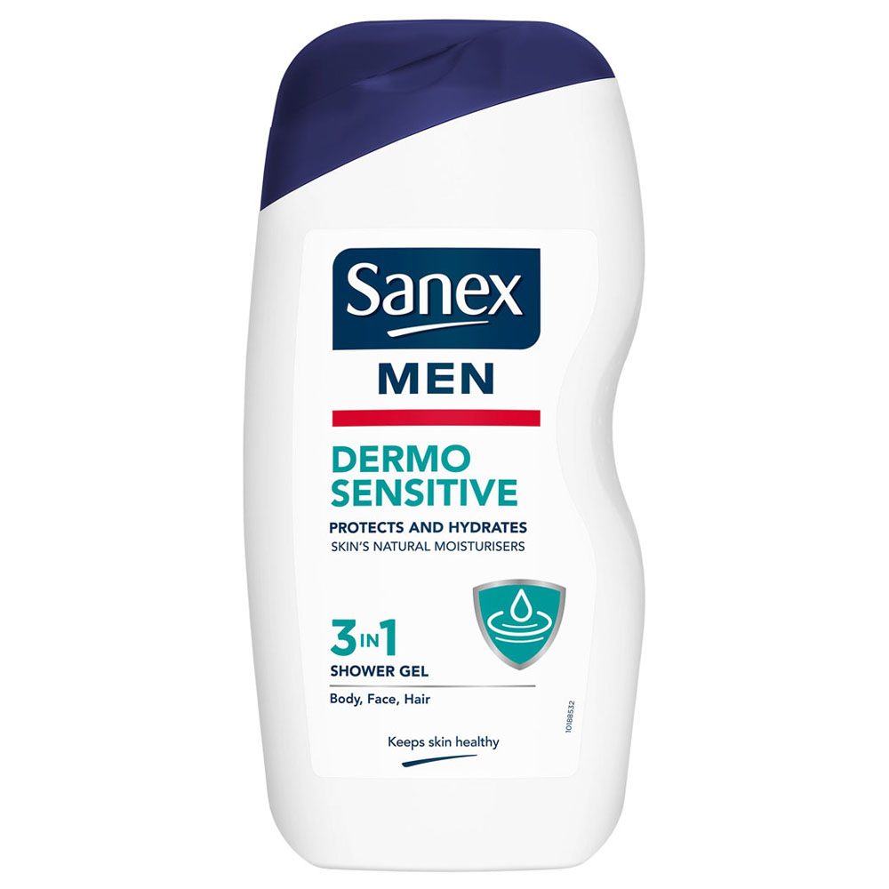 Sanex Men Sensitive Skin Body and Face Shower Gel 500ml Image 1