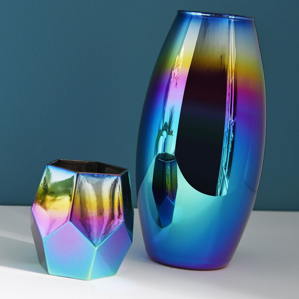 Milagroso Oponerse a Conmemorativo Wilko Petrolescent Glass Vase | Wilko