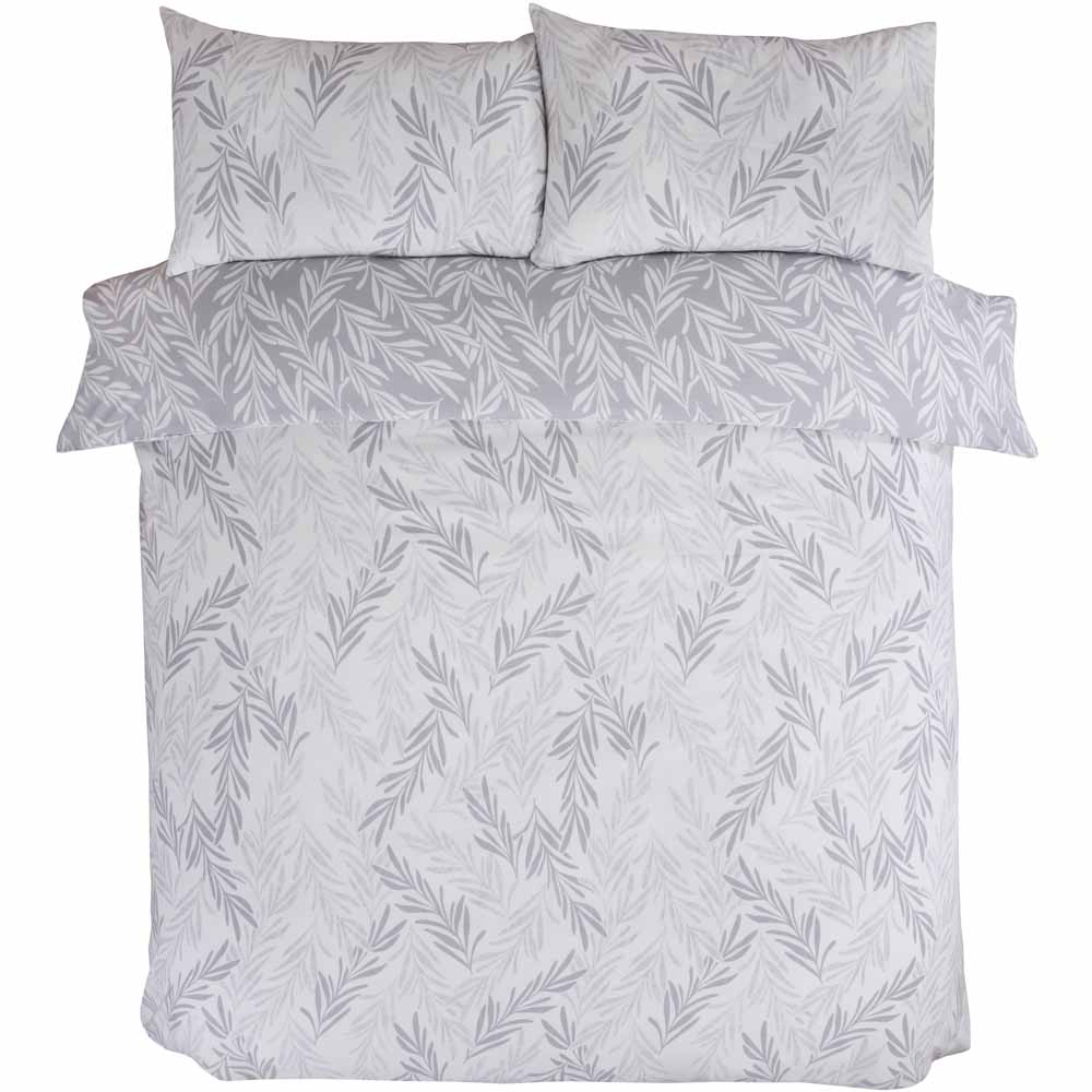 Sleepdown Leaf Duvet Set Grey King Size Image 6