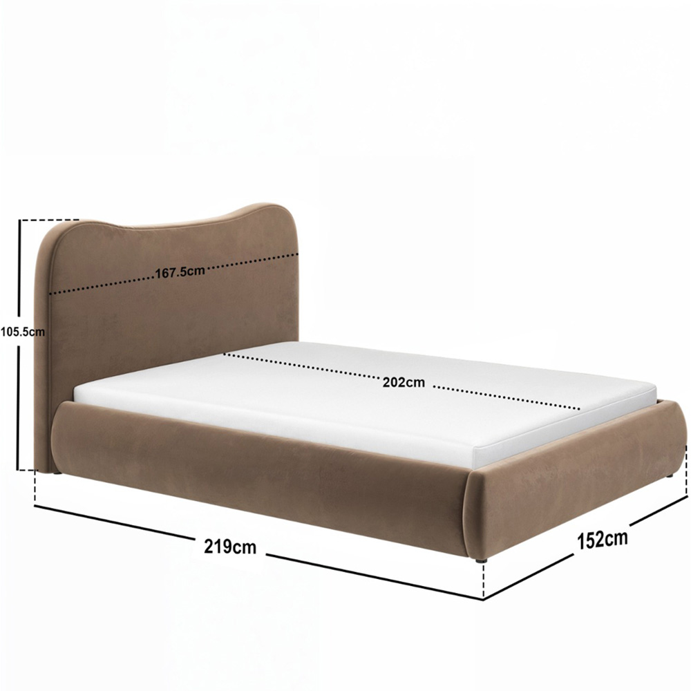 Solace+Co Ember King Size Chocolate Velvet Ottoman Bed Image 6