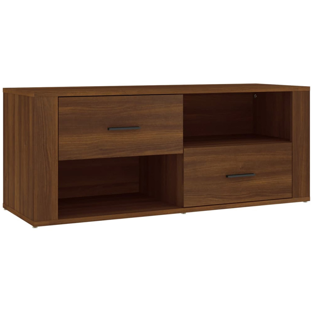 vidaXL 2 Drawer 2 Open Shelf Brown Oak TV Cabinet Image 2
