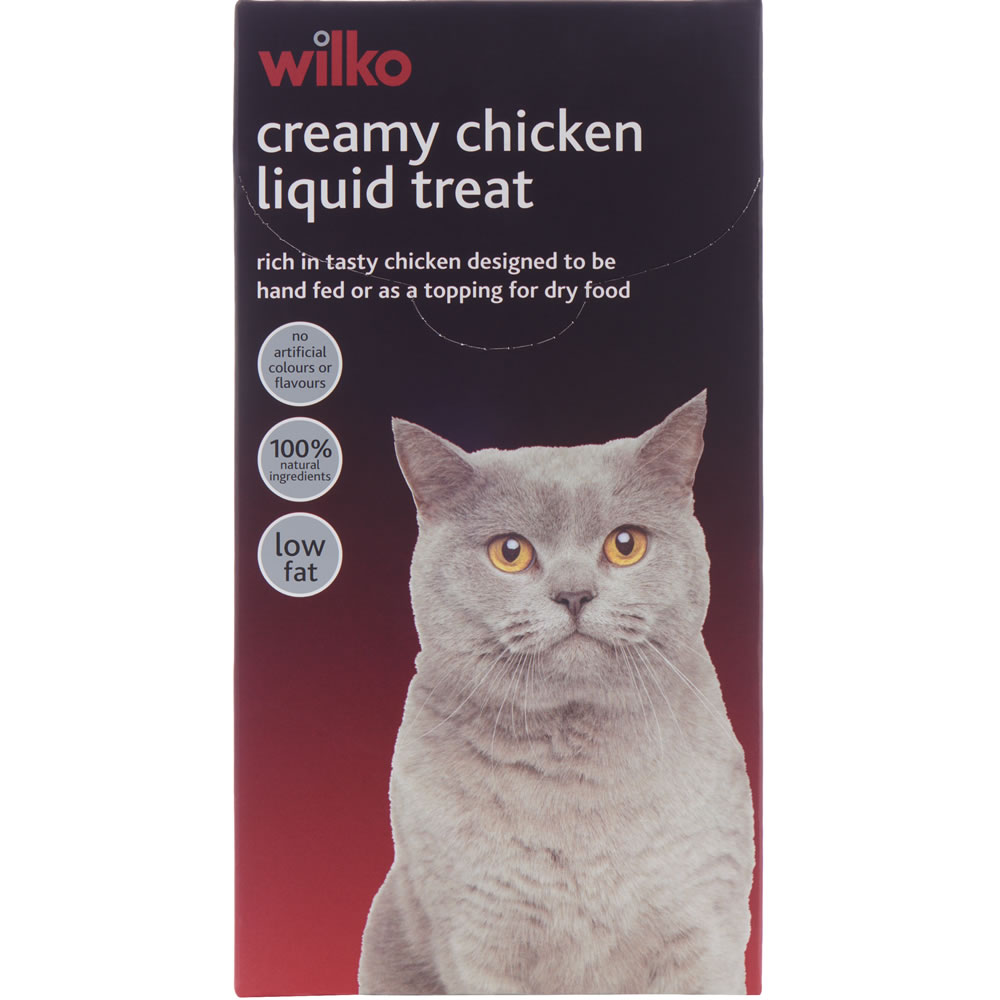 Wilko Creamy Chicken Liquid Cat Treat 5 x 15g Image 1