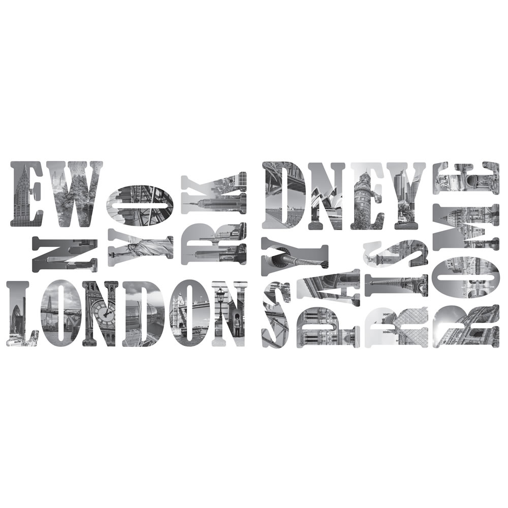 Wilko Wall Stickers Cities 28 Piece Wilko