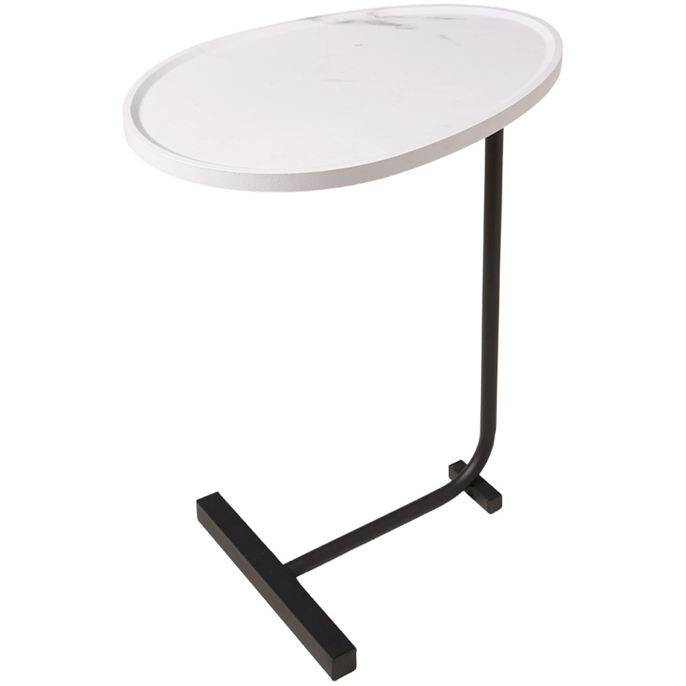 Living and Home Black and White C-Shape Side Table Image 2