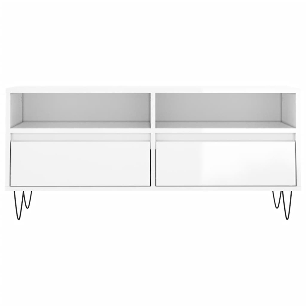 vidaXL 2 Drawer 2 Shelf High Gloss White TV Cabinet Image 5