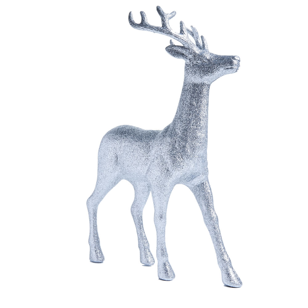 Wilko Giant Winter Wonder Standing Silver Stag Christmas Decoration Image 1