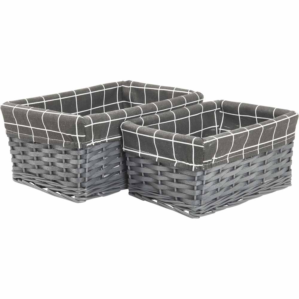 Wilko Grey Split Wood Basket 2 Pack Image 1
