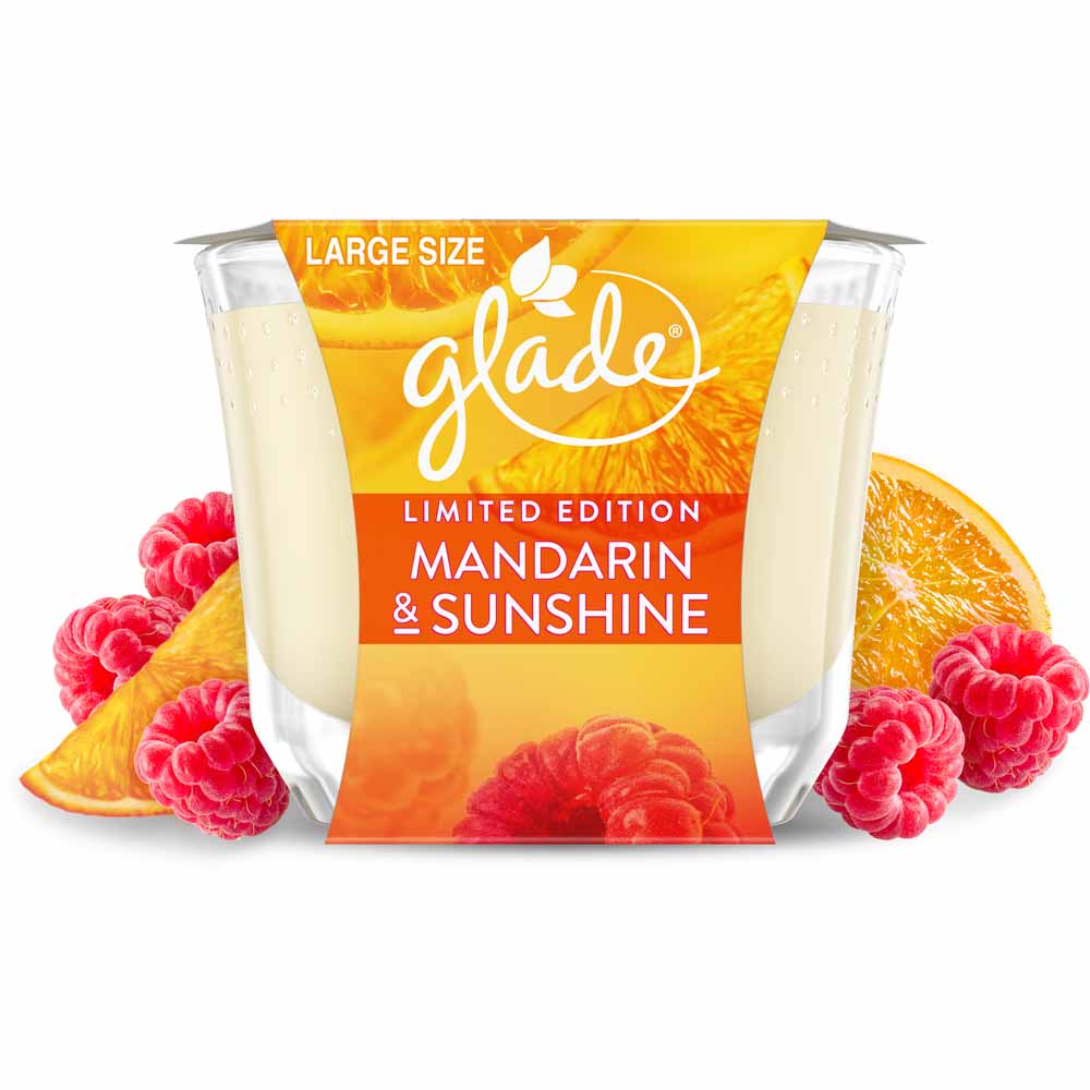 Glade Large Candle Mandarin and Sunshine Air Freshener 224g  - wilko