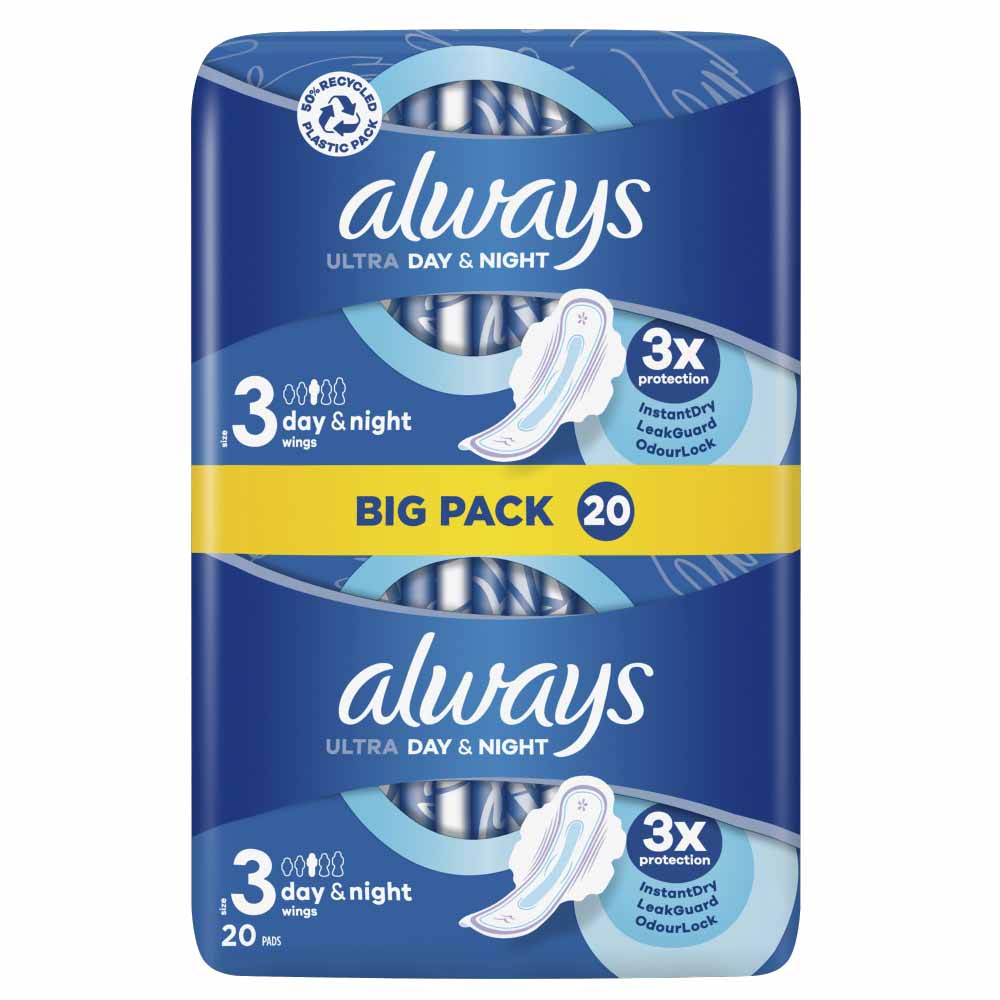 Always Ultra Night Sanitary Towels 20 pack Image 1