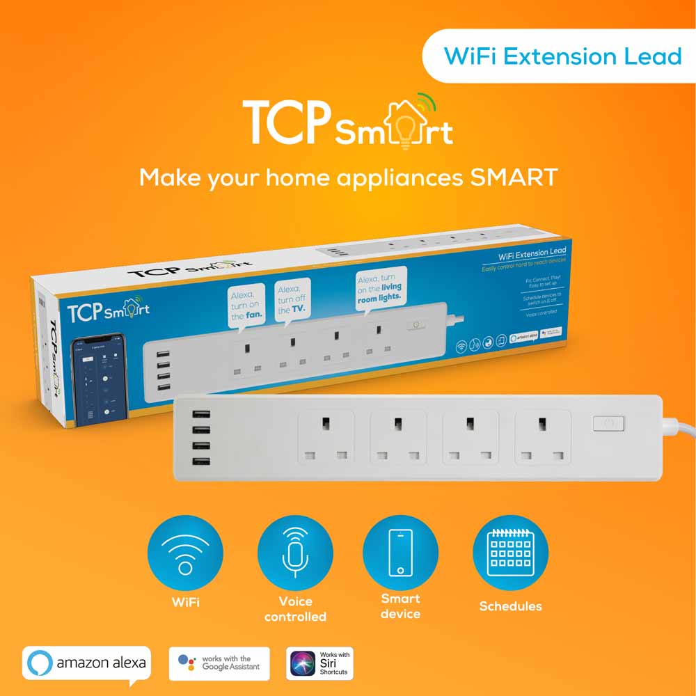 TCP Wifi Extension Lead 4 Gang Image 1