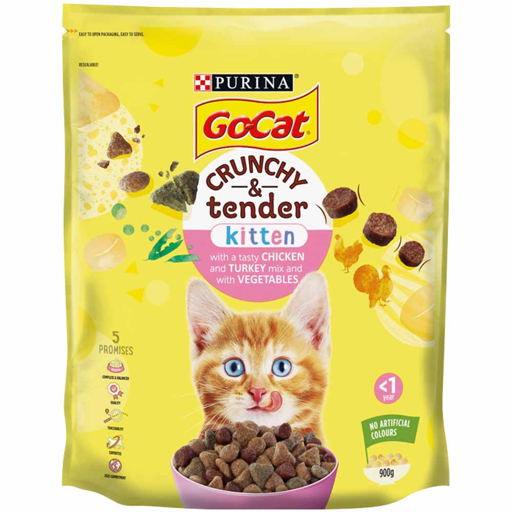 Go-Cat Crunchy & Tender Kitten Chicken & Veg Dry Dry Cat Food 900g Image 2