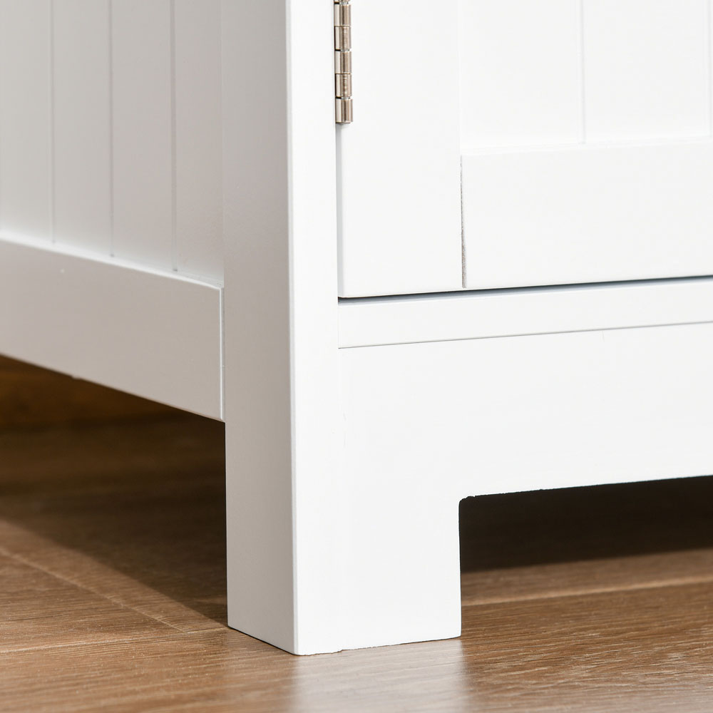 Kleankin 4 Door White Bathroom Floor Storage Cabinet Image 5